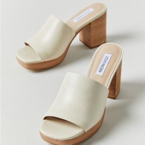 Steve Madden Cream and Tan Mules